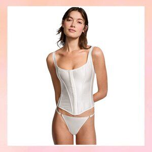 Victoria's Secret White Satin Corset Top Bustier Dream Angels XS